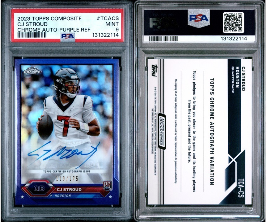 2023 Topps Composite CJ Stroud Chrome Auto Purple Refractor - #110/175 - PSA 9