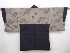6309T01z380 Vintage Japanese Kimono Synthetic Men's HAORI Black