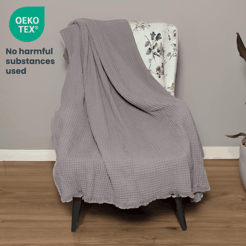The Fine Living Co. 100% Cotton Waffle Weave Throw Blanket Lightweight Soft - Picture 5 of 6