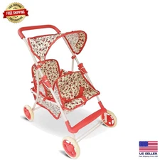 Charming Floral Double Doll Stroller for Kids – Perfect for Outdoor Adventures
