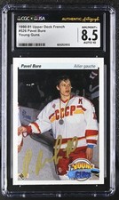 Pavel Bure Signed 1990 Upper Deck FRENCH Young Guns RC #526 CGC 8.5 JSA 10 Auto