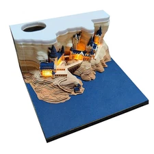 3D Memo Pad Castle with Lights, Multifunctional Post Notes Notepad Paper Craf...