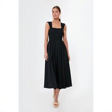Pomander Place by Tuckernuck Black Noah Smocked Midi Dress sz S Small