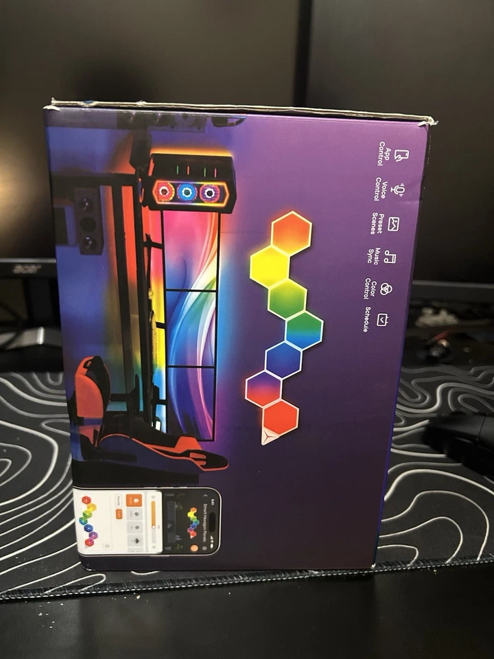 Luces hexagonales inteligentes, paneles de luz de pared LED RGB con sincronización de música, luz para juegos... Foto 4 de 4