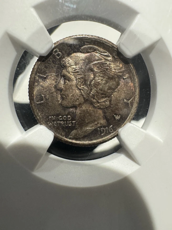 1916 Mercury Dime NGC MS66 FB  Full Band Uniquely  Toned Gem - Image 2 of 2