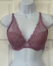 New Auden Plunge Coverage Push Up Dancing Orchid Bra 32D 3 Way Coverable NWT
