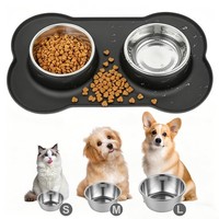Futternapf Hunde Katzen Edelstahl Rutschfest Wassernapf Napfset Silikon 36X21Cm
