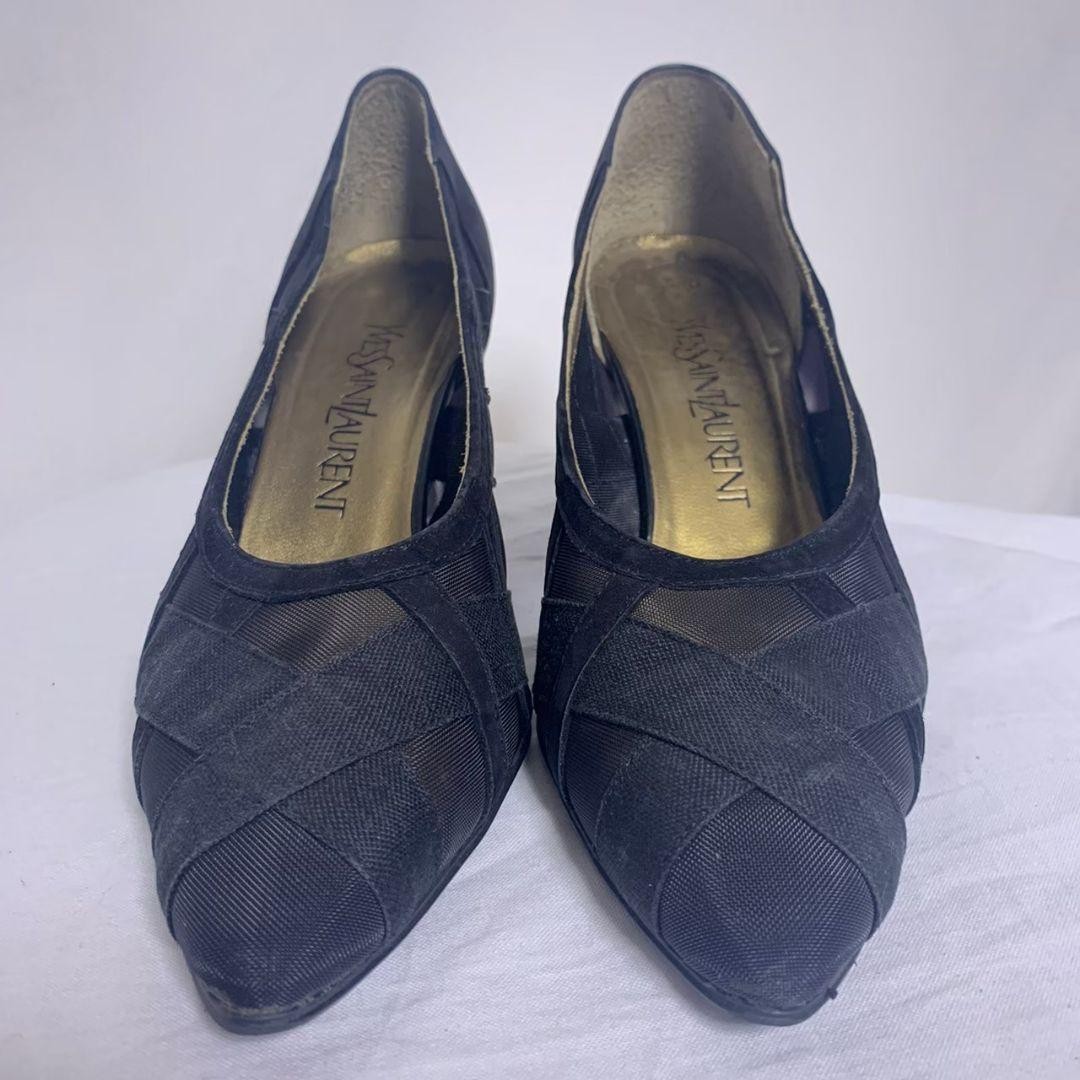 Autentiche decolte Yves Saint Laurent intrecciate trasparenti nere taglia 36 donna