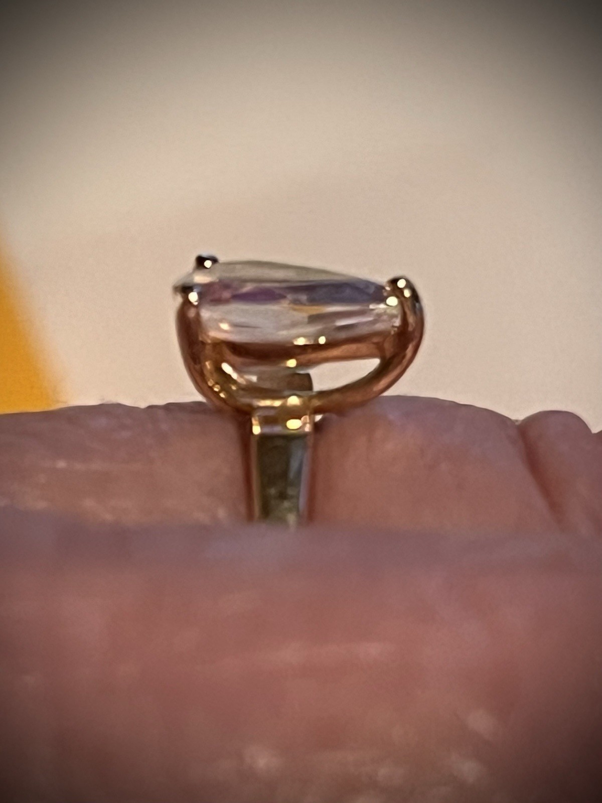 Pear Moonstone Solitaire Ring in solid 14k yellow… - image 3