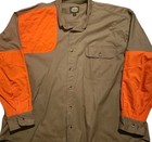 Cabelas Shooting Shirt Mens 3XL Brown Button Down Cotton Hunting Orange Pads