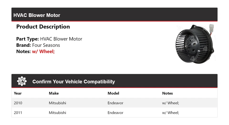 Motor soplador de climatización para Mitsubishi Endeavor 2010-2011 4 estaciones Foto 2 de 4