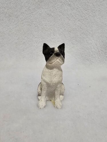 Vintage schwarz weiß Boston Terrier Hund Figur Sandicast Canine Kingdom Set 3 - Bild 11 von 22