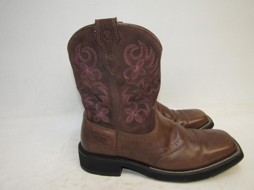 Ariat Fatbaby Womens Sz 8 B Brown Suede Leather Stockman Cowboy Western Boots - Picture 3 of 11