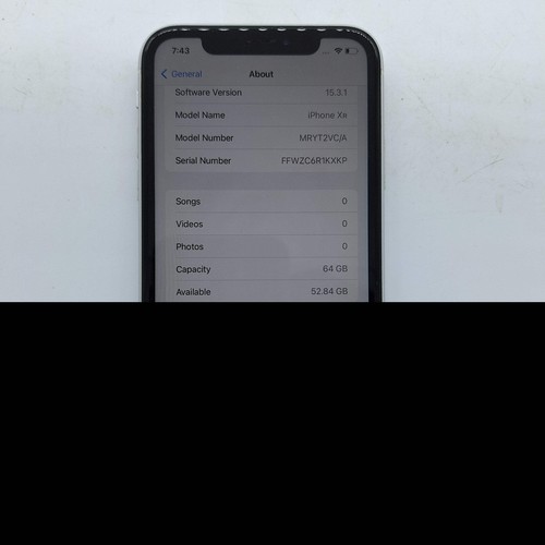 Apple iPhone XR 64 Go 15.3.1 A1984 débloqué cassé * dos fissuré