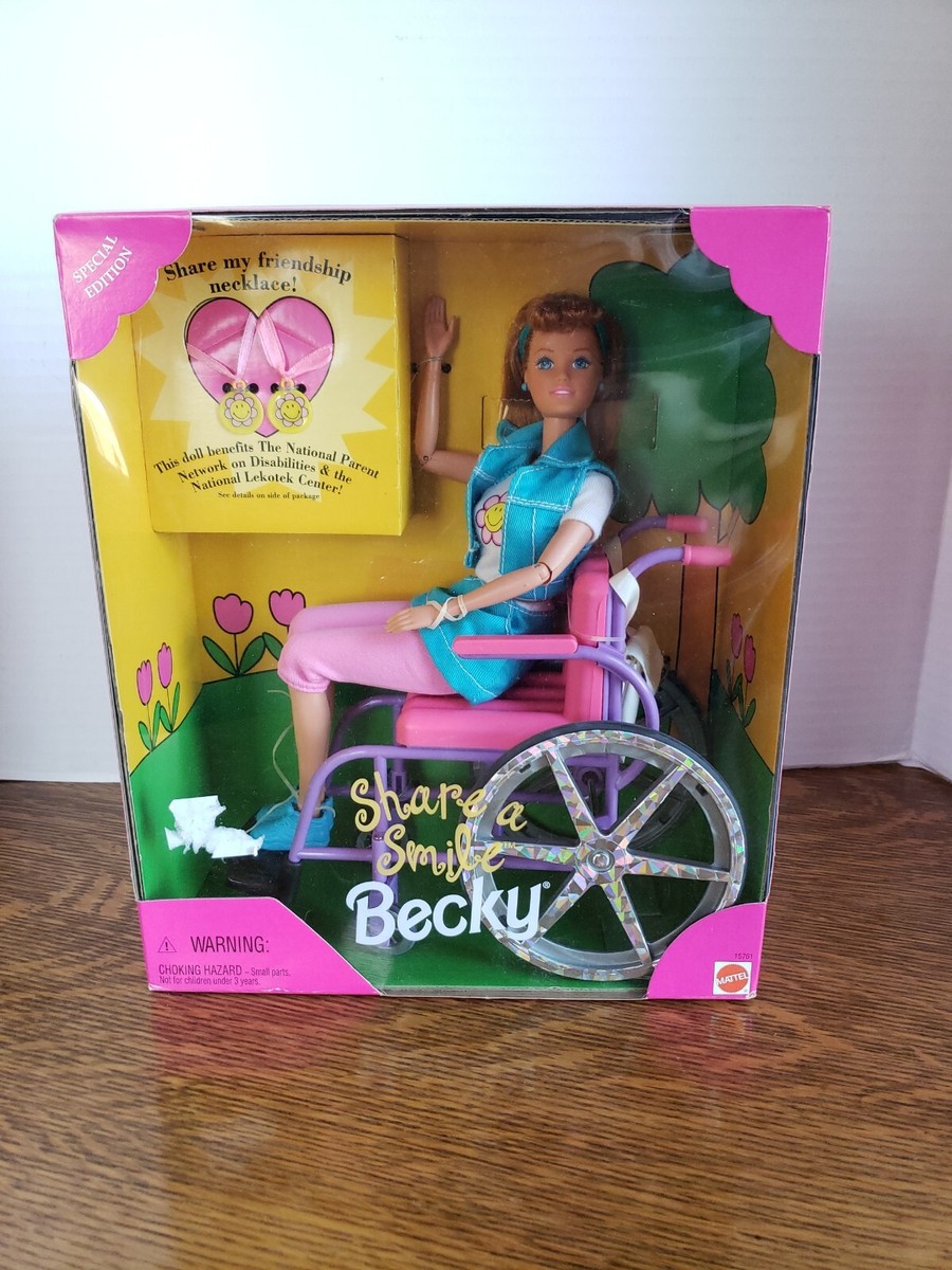 1996 Mattel Barbie Share a Smile Becky Doll & Wheelchair Special