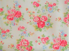 Cath Kidston Cream White Spray Flowers Floral Rose Vintage Pink Oilcloth Fabric
