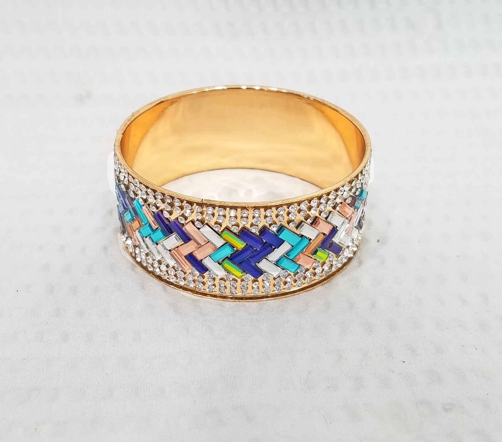 Wide Multi Color Herringbone Rectangular Crystal … - image 2