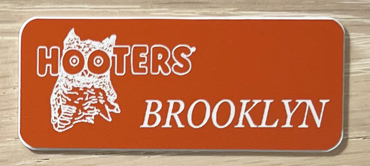 NEW~HOOTERS Girl Uniform Fun Collectible Pin Badge Orange