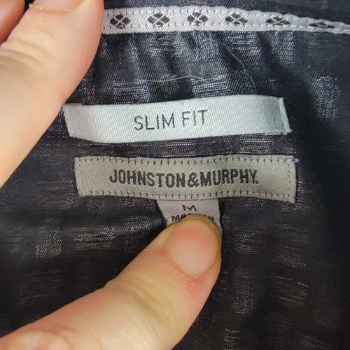 JOHNSTON & MURPHY HERREN DRUCKKNOPFLEISTE HEMD GRÖSSE MEDIUM SCHWARZ GEOMETRISCHER DRUCK - Bild 2 von 6