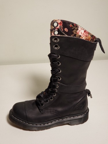 DR Martens Womens Triumph 1914 Boots Size 6 Union Jack Fold Over Lace Up Floral - Picture 10 of 19