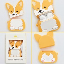 3D CORGI PUPPY DOG SILICONE APPLE AIRPODS CASE WIRELESS HEADPHONE EARPHONE
