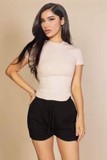 Basic Ribbed Round Neck Short Sleeve Top