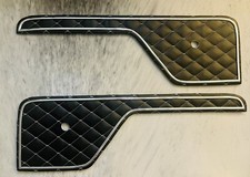 73-79 Ford Truck 78-79 Bronco Door Insert Panels Blk Diamond White Stitching