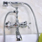NEW Chrome Brass Bathroom Claw foot Tub Faucet / Filler With Hand Shower ena185