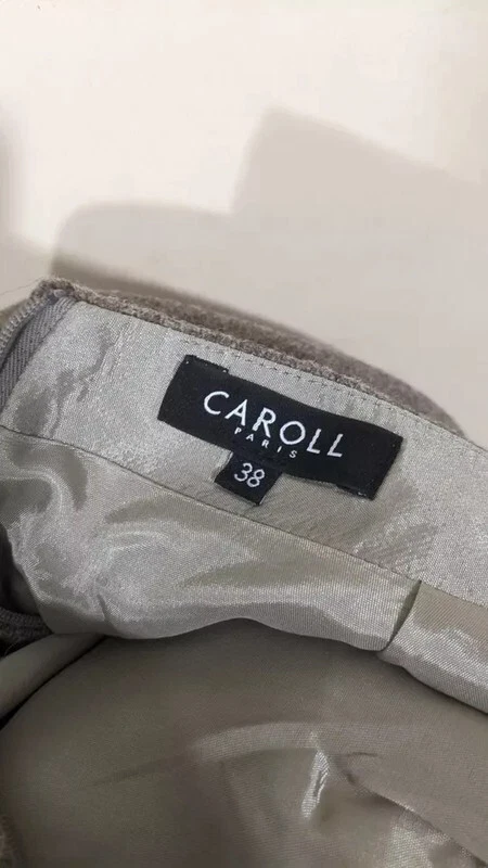 Caroll Taille 38 Superbe jupe doublée marron gris en laine vierge - Photo 3/3