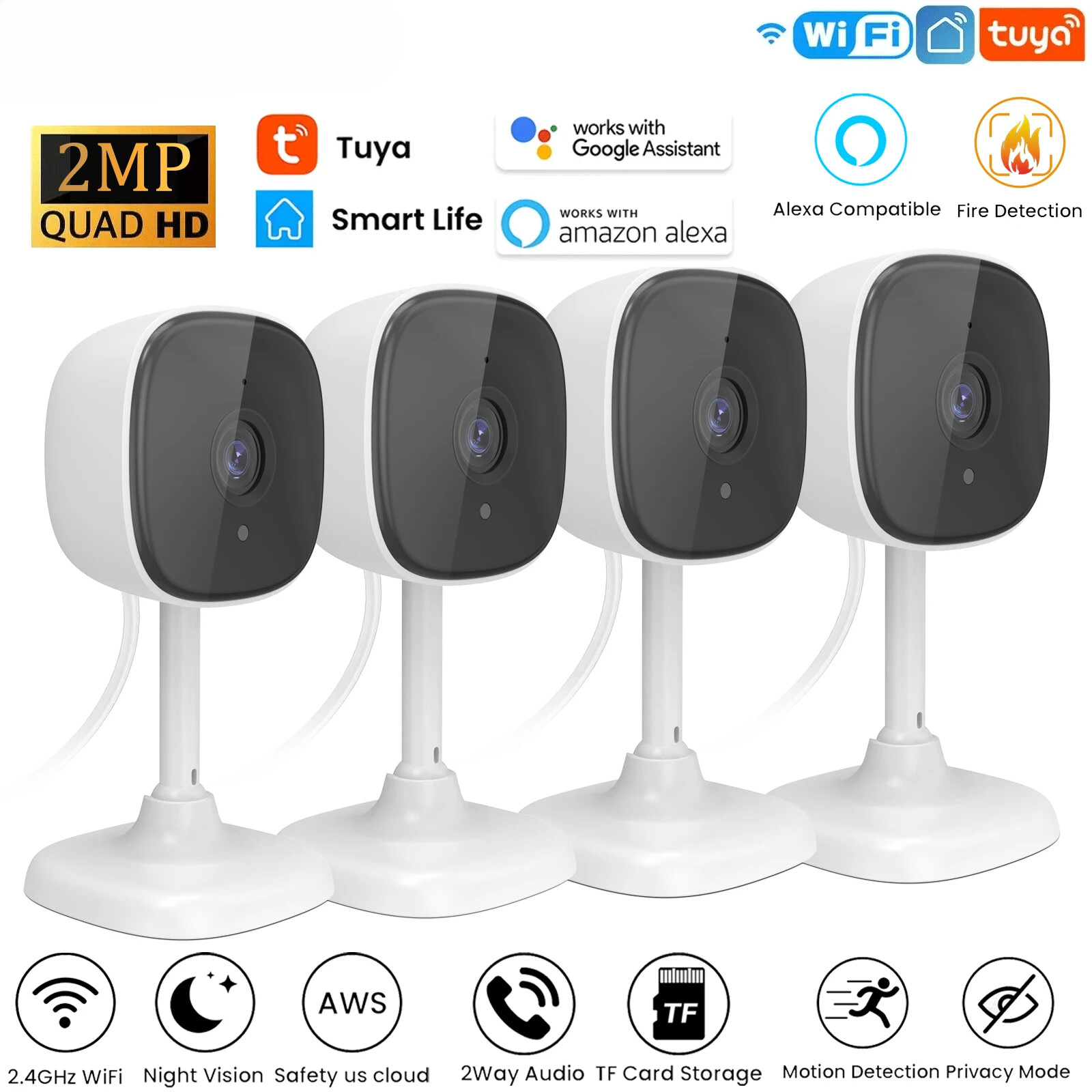 Wifi Surveillance Camera Pet Baby Home Video Monitor Two-Way Talk Night Vision-image