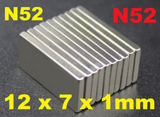 Neodymium Block Magnets 12mm x 7mm x 1mm small strong thin neo magnet 12x7x1 mm