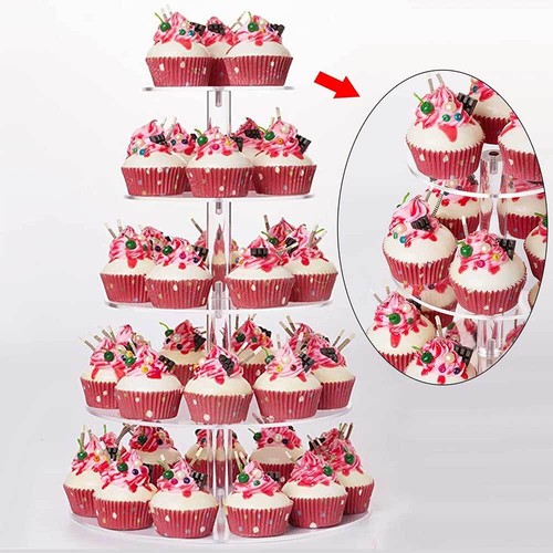 Clear Acrylic Round Cupcake Stand Display Wedding&Party 5 Tier Cup Cake Holder - Picture 8 of 10