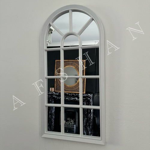 SOHO style Arched White Window Mirror White Wall Mirror Wall Art Deco Mirror - Picture 3 of 16