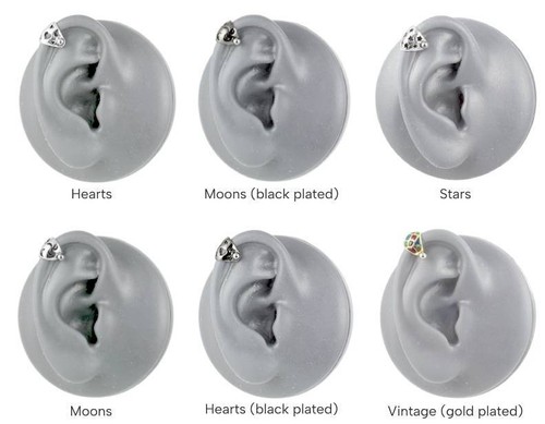 Sterling silver + steel ear cuffs/shields for helix/cartilage piercings 16ga UK - Picture 8 of 142