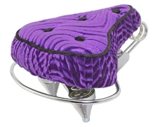 10" LONG F&R ORIGINAL LOWRIDER BICYCLE CRUISER BUTTON VELOUR SADDLE IN PURPLE