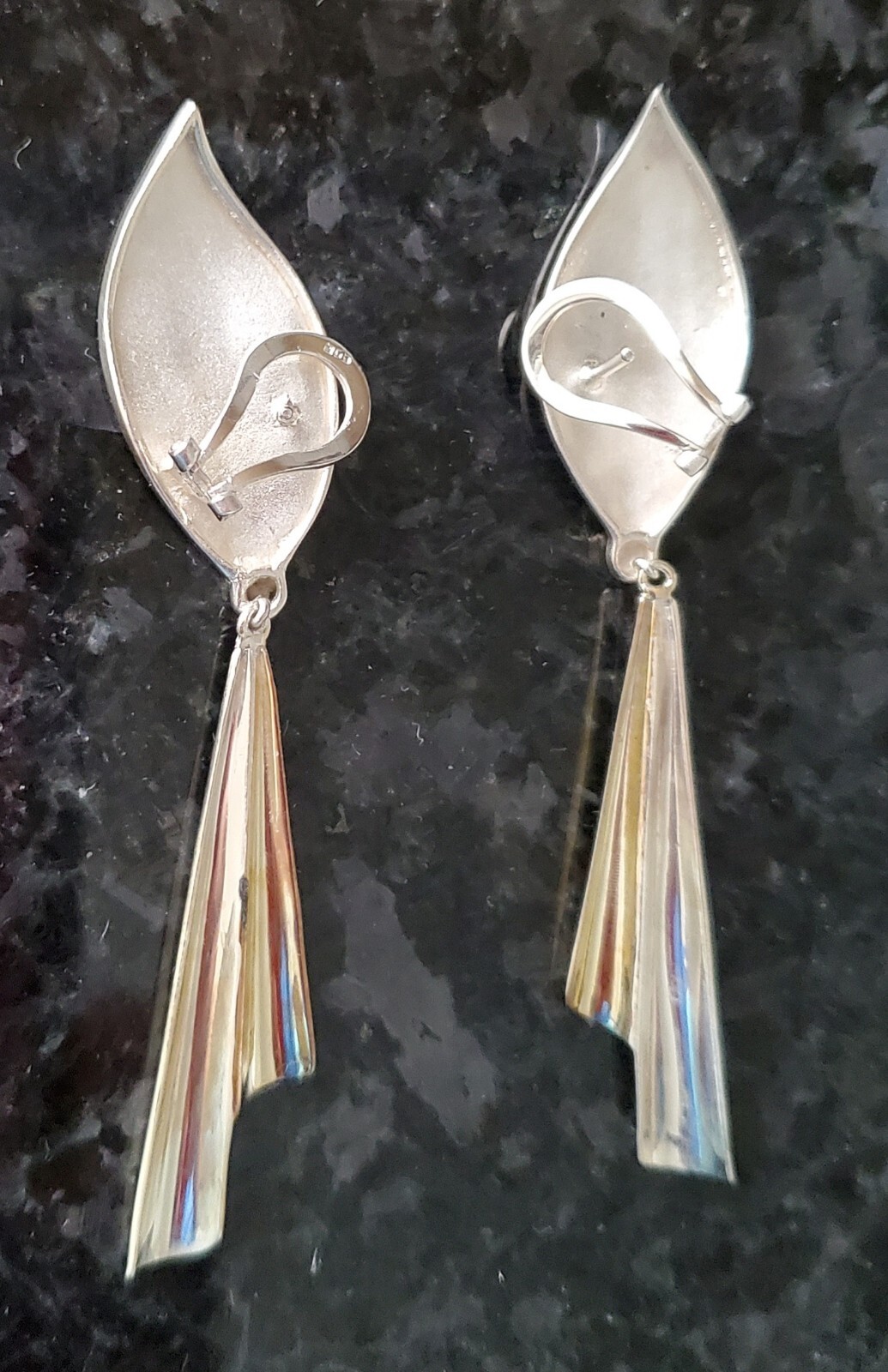 Unique Modern Designer Silver Dangle Earrings - image 2