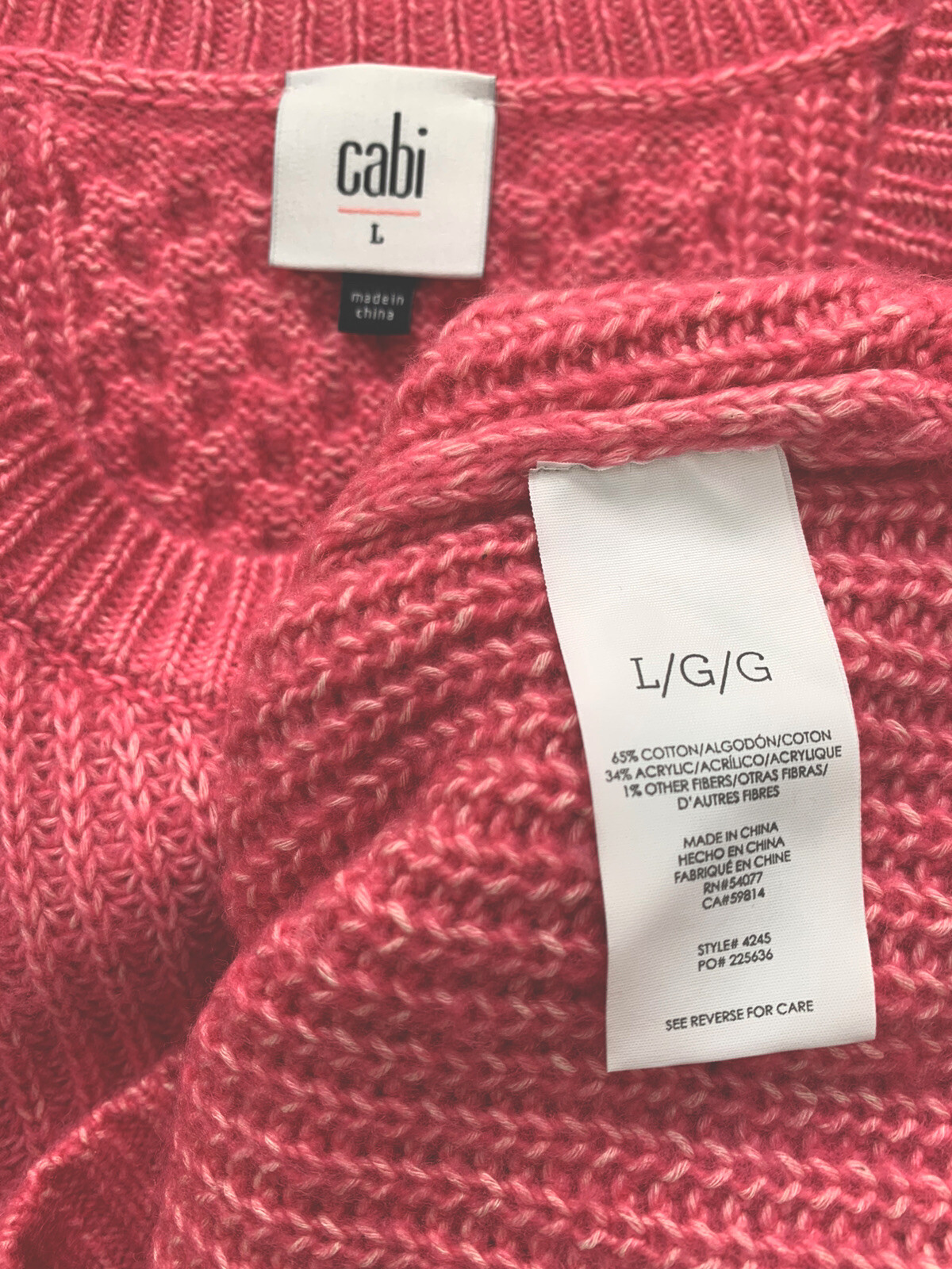 Cabi Size Large Sweater Elsa Pullover Cable-Knit Pink Fall 2021 Style #4245  | eBay