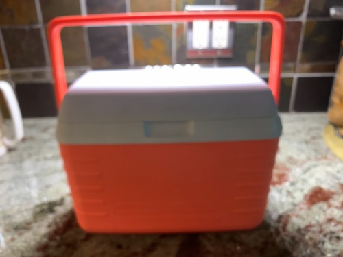 Vintage Rubbermaid 3 QT Personal Cooler Chest Neon Orange, 1990s Model 2901 USA