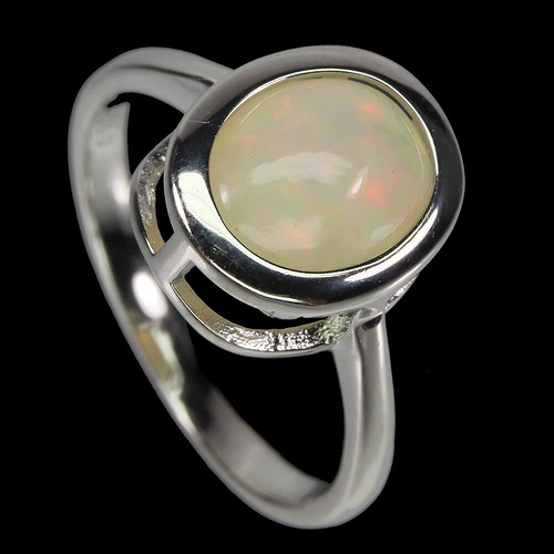 Anillo De Ópalo De Fuego Ovalado De Plata Esterlina 925 10x8mm Joyería Talla 7 - Imagen 2 de 9