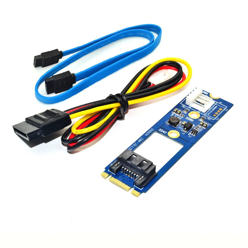 M.2 NGFF to 7 Pin SATA III 3 7Pin SATA3.0 Cable SSD Adapter Converter Board Card - Image 2 of 4