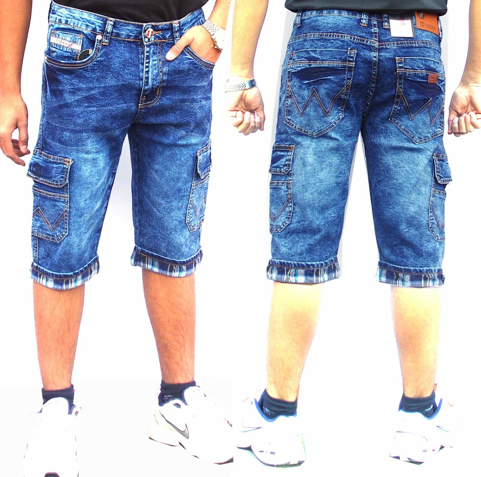 Herren Jeans Capri Bermuda Shorts, Männer Kurze cargo jeanshose Gr. W29 - W48
