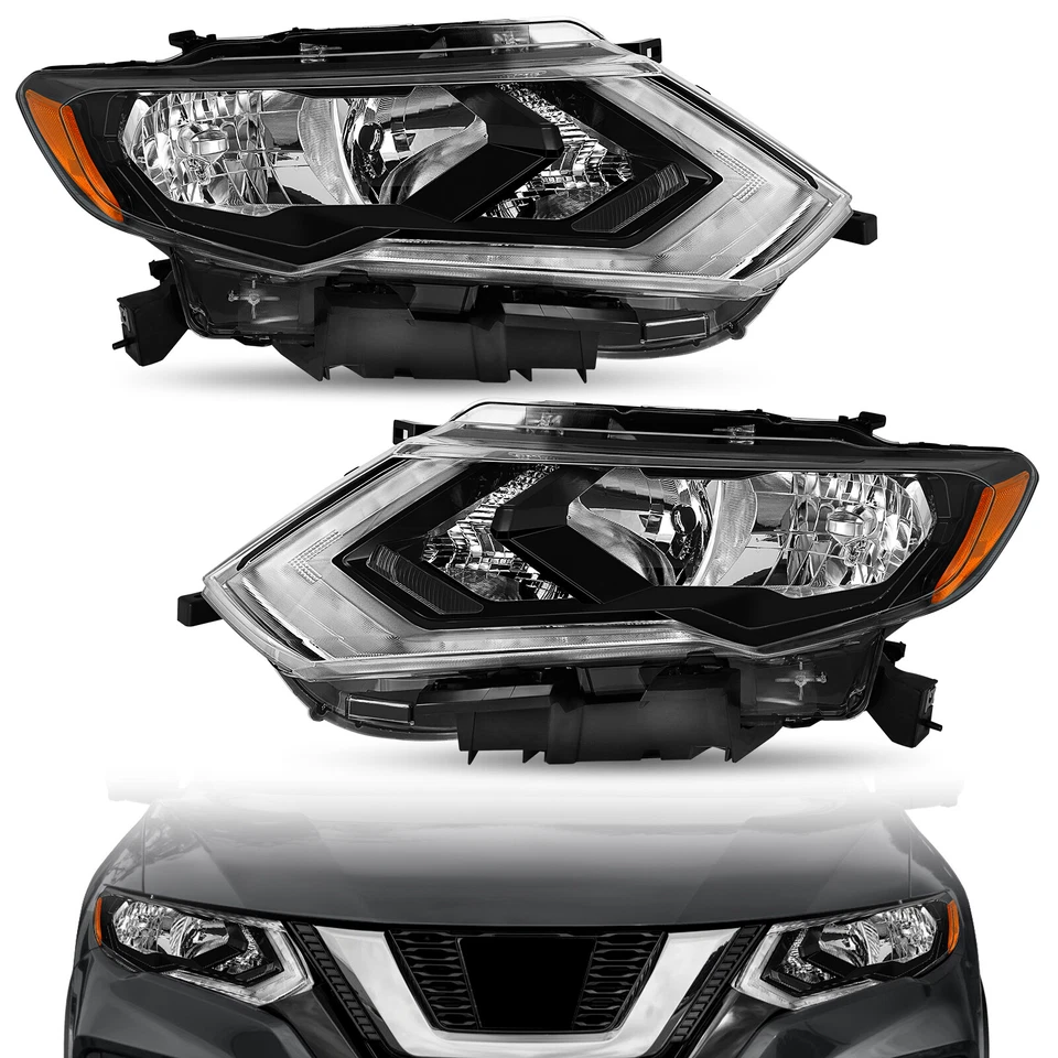 2Pcs LED DRL Headlights For 2017-2019 Nissan Rogue Halogen Headlamps LH+RH Pair Foto 4 de 4