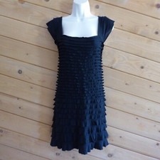 Studio M Black Sheath Tiered Dress Boho Peasant Knee Length S