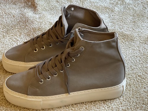 Men's Topman Khaki Green High Top Trainers Shoes - Size Uk 7.NEW - Picture 7 of 9