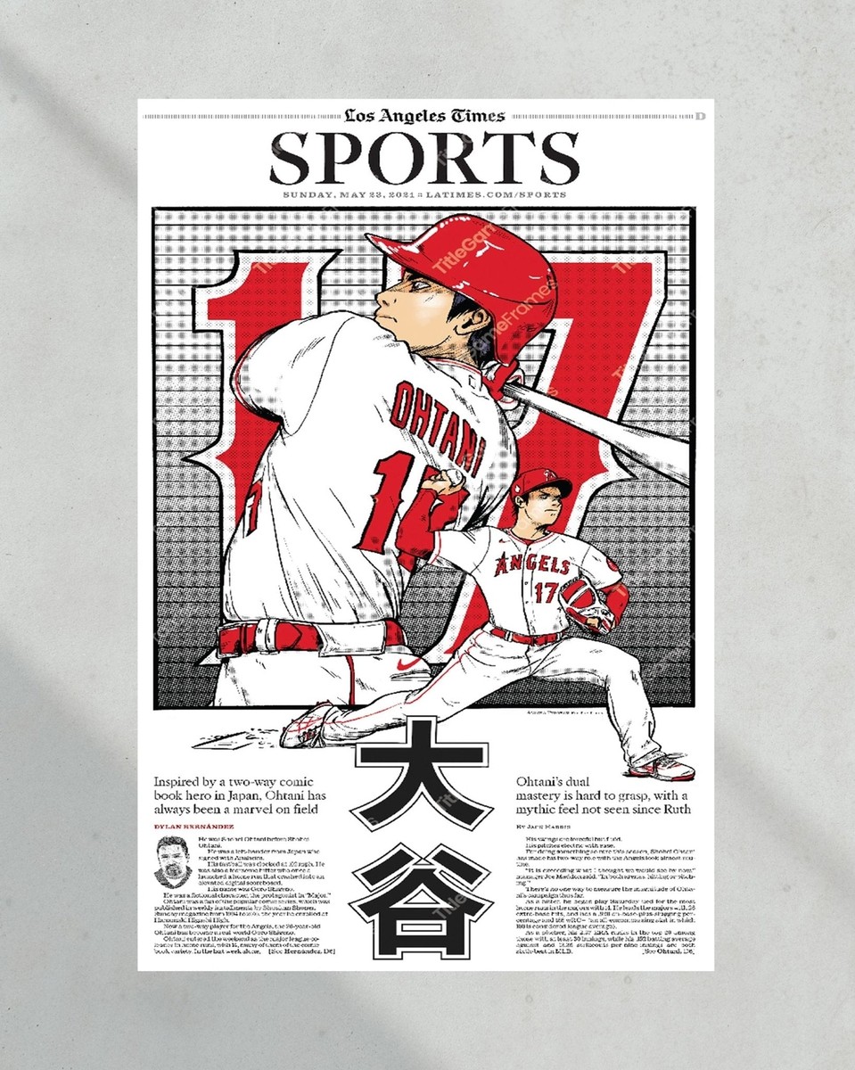 2021 Shohei Ohtani Los Angelos Angels LA Times Framed Front Page