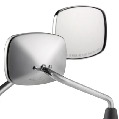 square OEM spec mirror THREADLESS chrome fits Vespa S 50 4-stroke