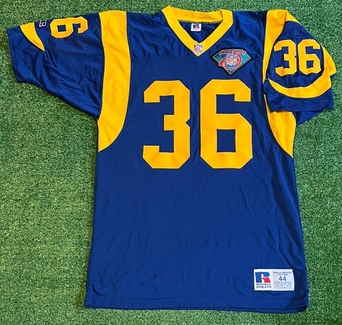 De colección AUTÉNTICA CAMISETA LA RAMS Jerome Bettis 1994 75a línea pro 44 russell - Imagen 1 de 6