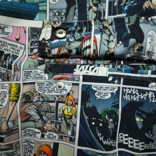 Forever 21 Men Jacket Hoodie Large Black Blue Batman Joker DC Comics Snap Pocket - Picture 7 of 24