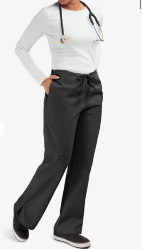Cherokee Size L Style 4101P Black Drawstring 3 Pocket Flare Leg Scrub Pants NWOT