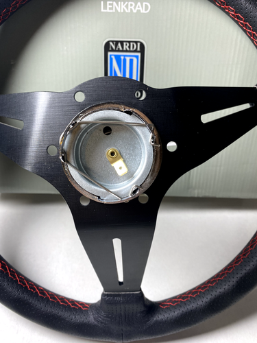 NARDI 350mm 14' Perforated Leather Black Spoke Deep Cone Sport Steering Wheel - Picture 2 of 20